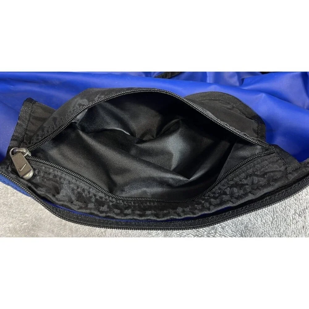 Vintage XL 90s Blue Nike Travel Duffle Gym Bag Embroidered Swoosh Logo Nylon